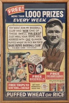 1934 Babe Ruth Quaker Oats Advertising Display 